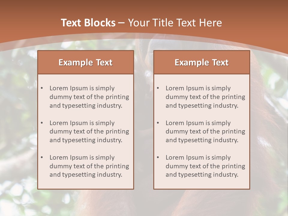 A Baby Oranguel Hanging From A Tree With Its Mother PowerPoint Template