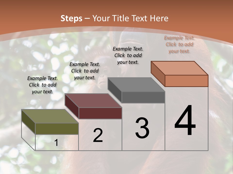 A Baby Oranguel Hanging From A Tree With Its Mother PowerPoint Template