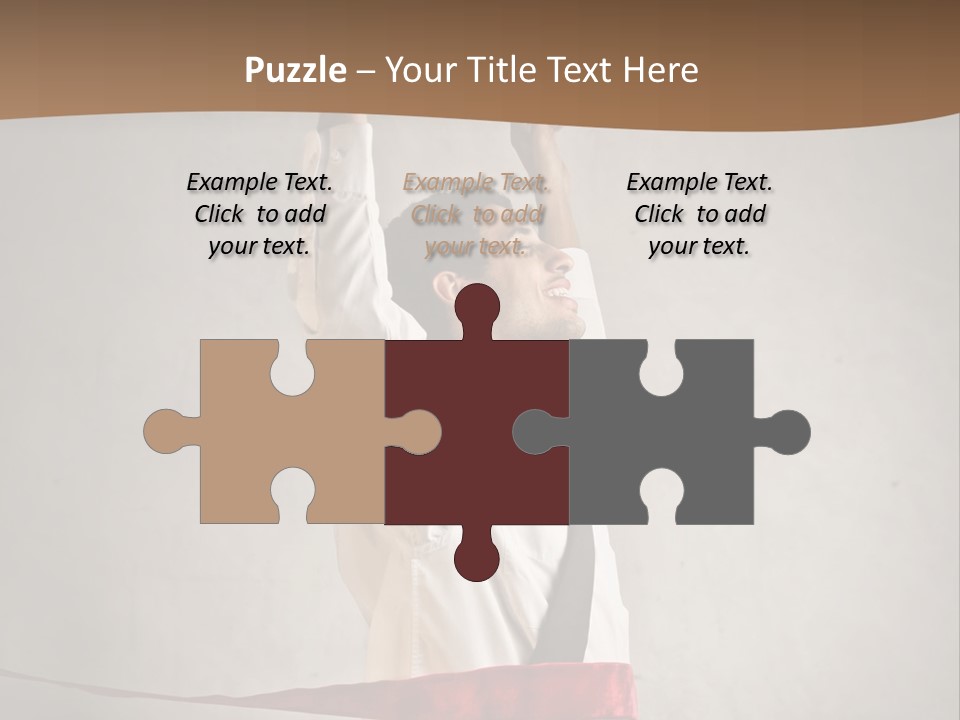 A Man In A Tie Is Holding A Red Ribbon PowerPoint Template