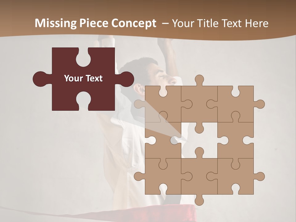 A Man In A Tie Is Holding A Red Ribbon PowerPoint Template