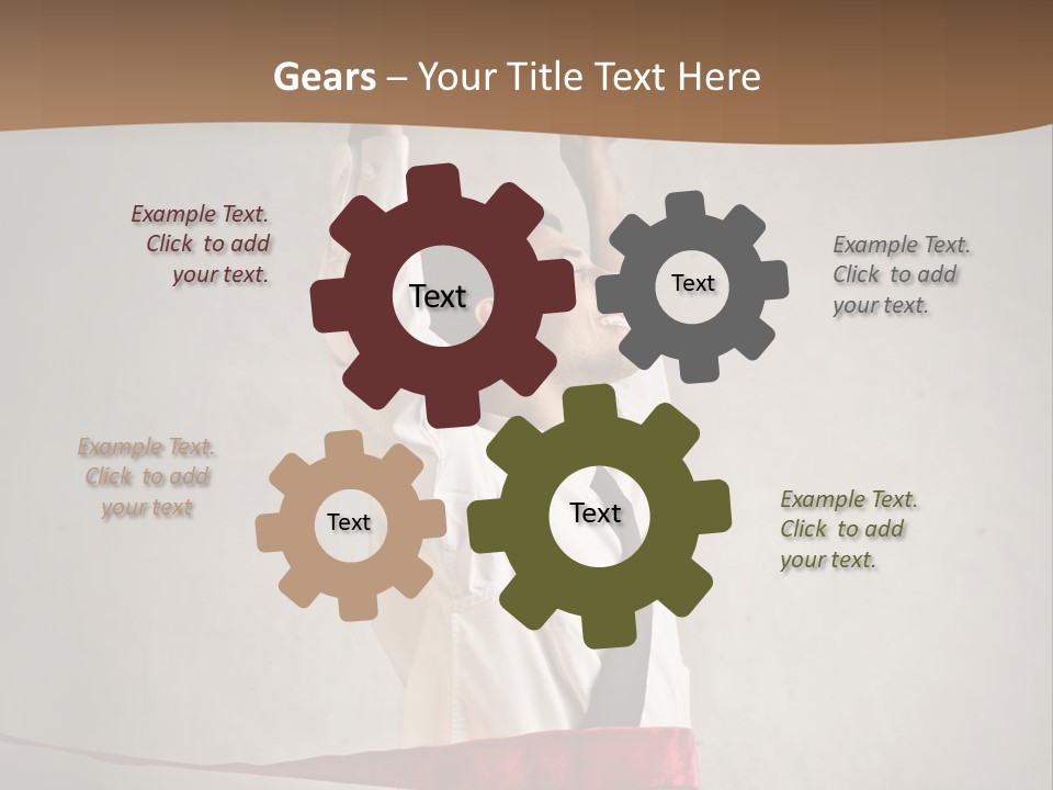 A Man In A Tie Is Holding A Red Ribbon PowerPoint Template