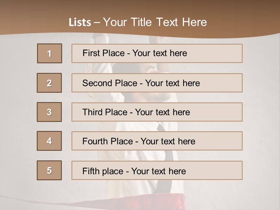 A Man In A Tie Is Holding A Red Ribbon PowerPoint Template