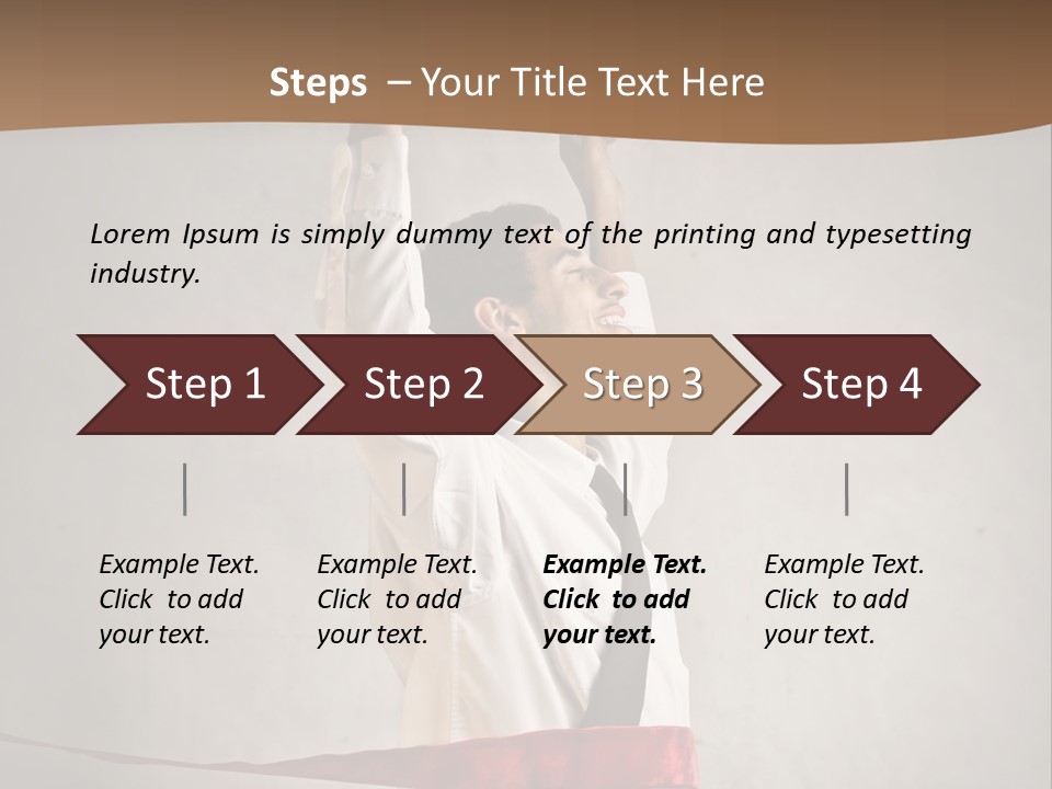 A Man In A Tie Is Holding A Red Ribbon PowerPoint Template