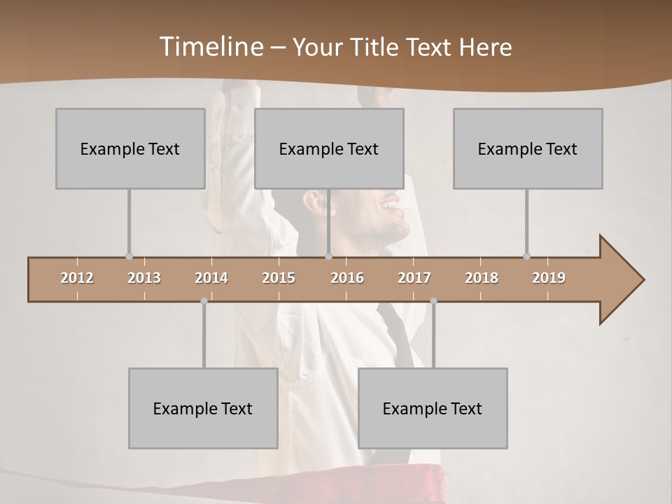 A Man In A Tie Is Holding A Red Ribbon PowerPoint Template