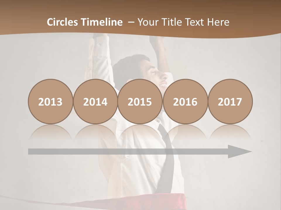 A Man In A Tie Is Holding A Red Ribbon PowerPoint Template