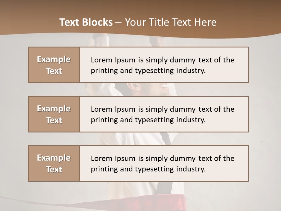 A Man In A Tie Is Holding A Red Ribbon PowerPoint Template