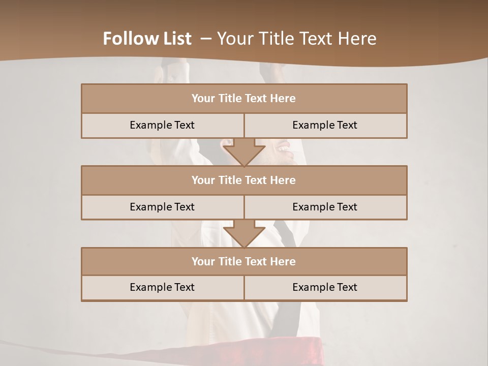 A Man In A Tie Is Holding A Red Ribbon PowerPoint Template