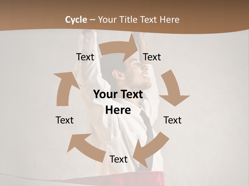 A Man In A Tie Is Holding A Red Ribbon PowerPoint Template