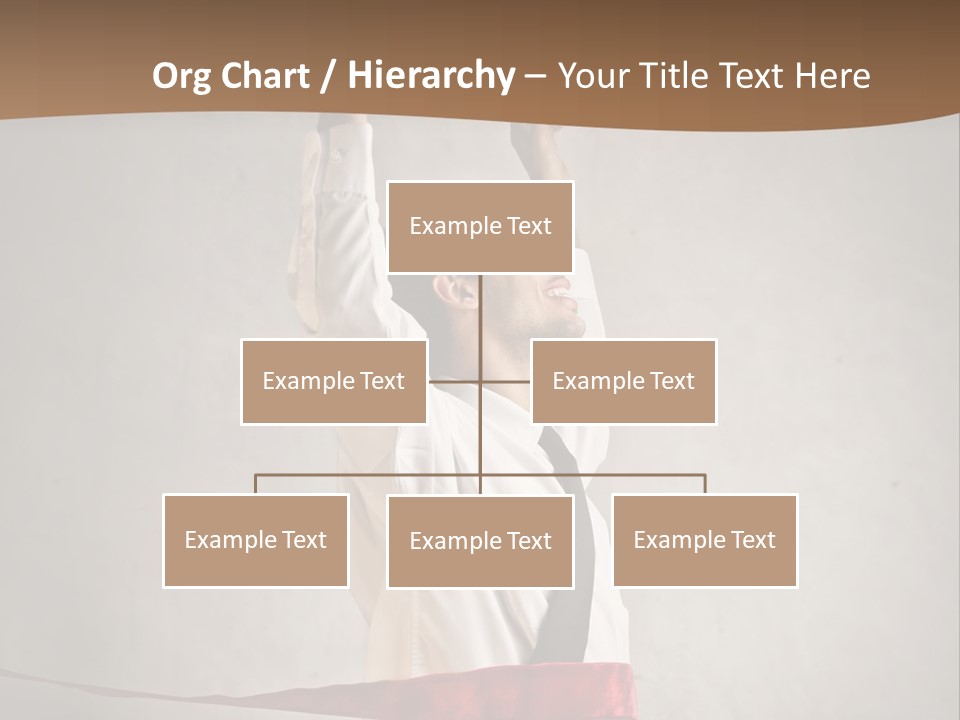 A Man In A Tie Is Holding A Red Ribbon PowerPoint Template