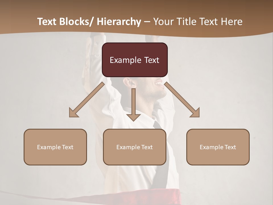 A Man In A Tie Is Holding A Red Ribbon PowerPoint Template