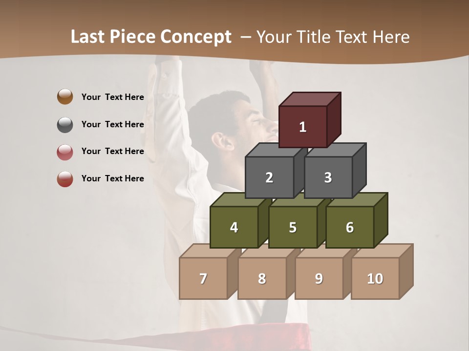 A Man In A Tie Is Holding A Red Ribbon PowerPoint Template