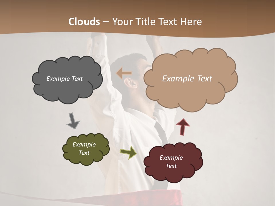 A Man In A Tie Is Holding A Red Ribbon PowerPoint Template