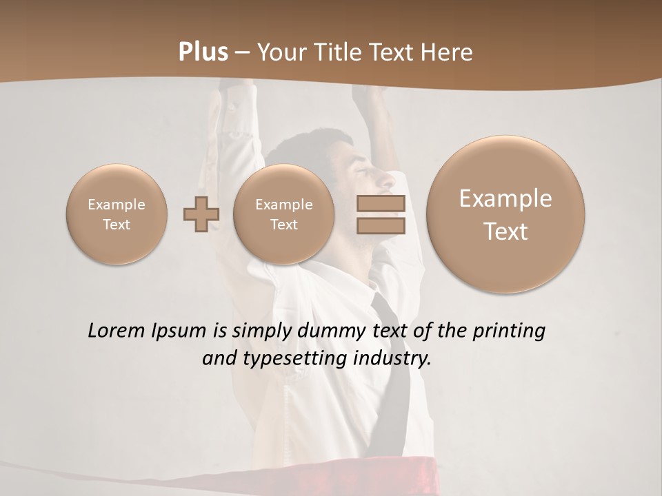 A Man In A Tie Is Holding A Red Ribbon PowerPoint Template