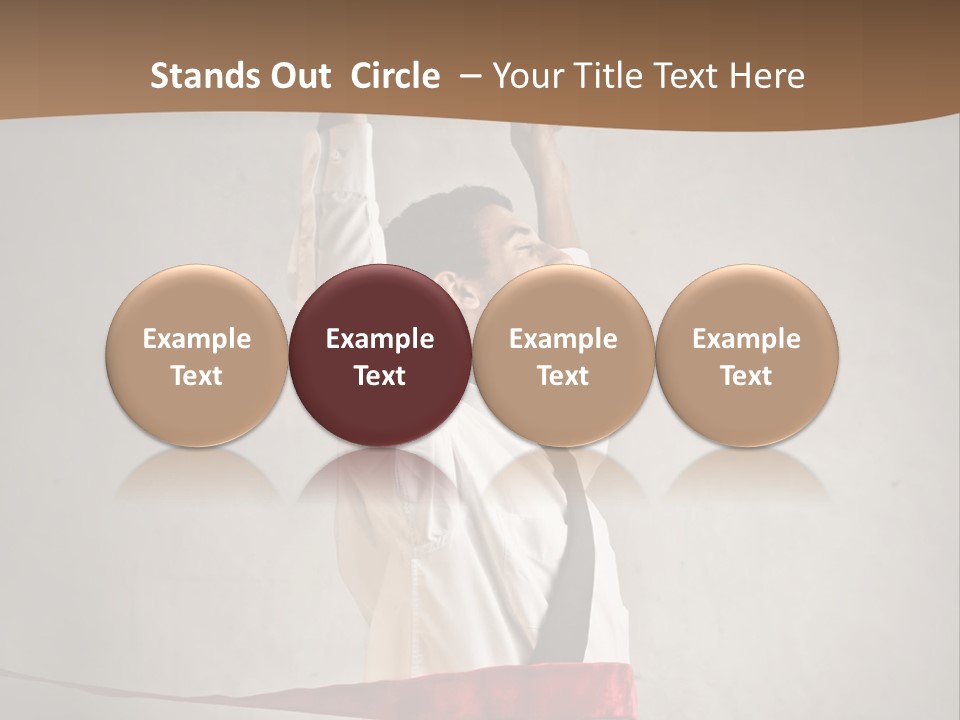 A Man In A Tie Is Holding A Red Ribbon PowerPoint Template