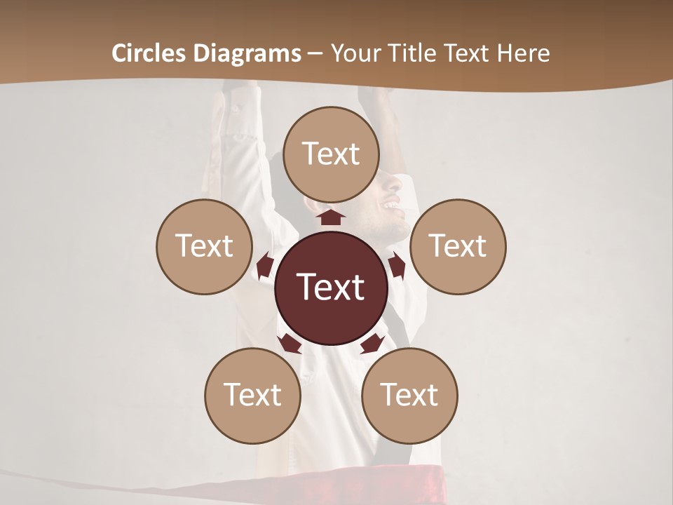 A Man In A Tie Is Holding A Red Ribbon PowerPoint Template