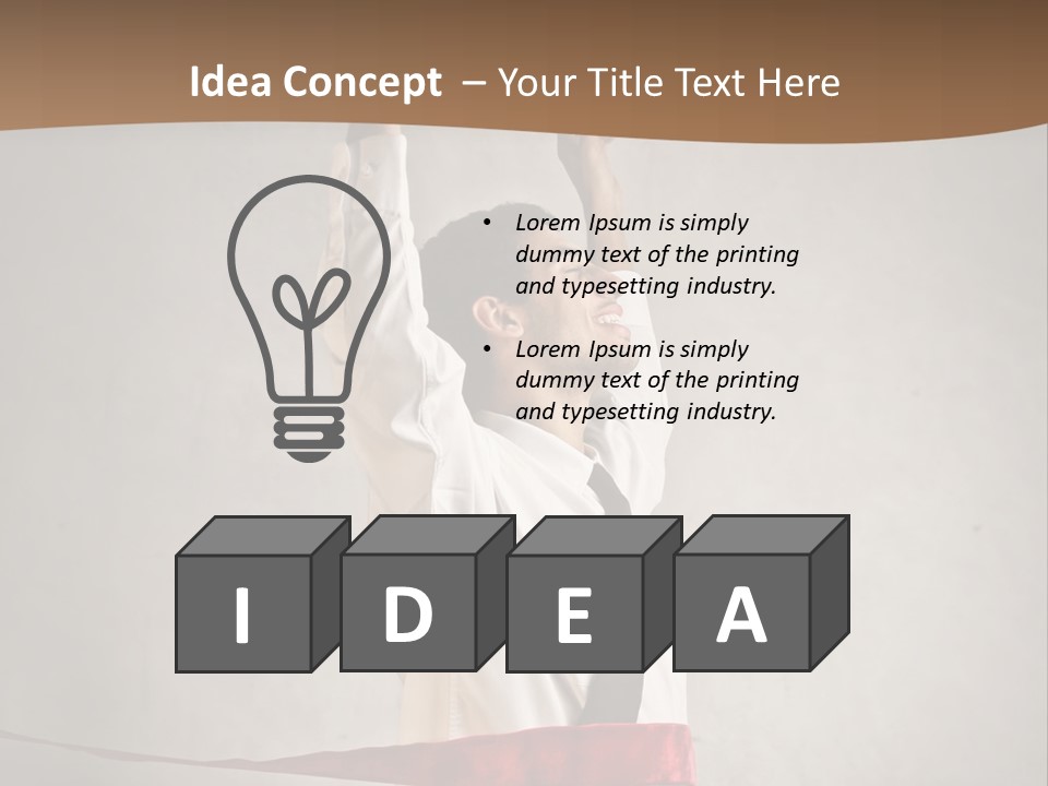 A Man In A Tie Is Holding A Red Ribbon PowerPoint Template