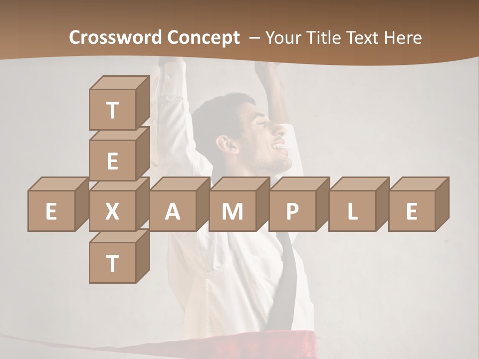 A Man In A Tie Is Holding A Red Ribbon PowerPoint Template