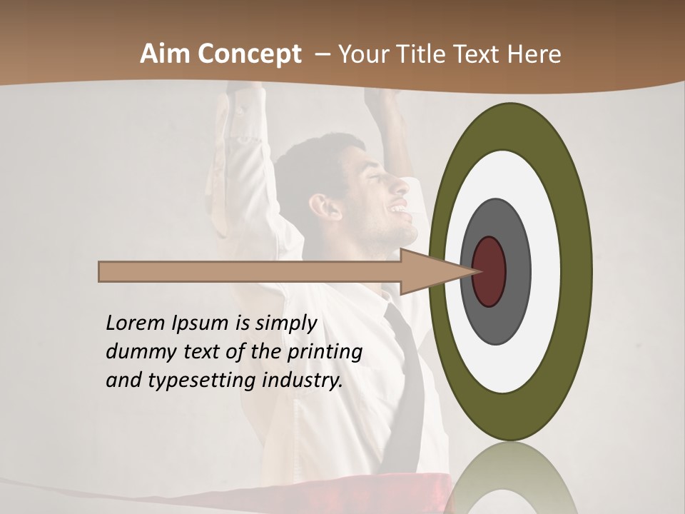 A Man In A Tie Is Holding A Red Ribbon PowerPoint Template