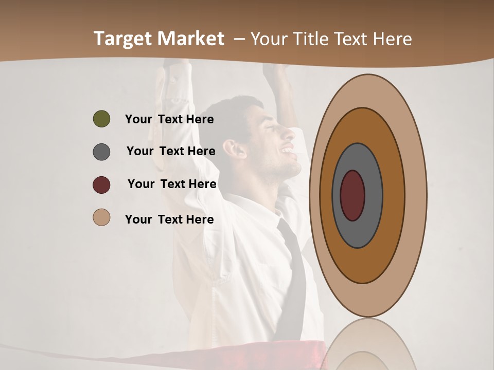 A Man In A Tie Is Holding A Red Ribbon PowerPoint Template