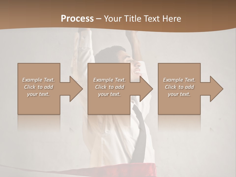 A Man In A Tie Is Holding A Red Ribbon PowerPoint Template