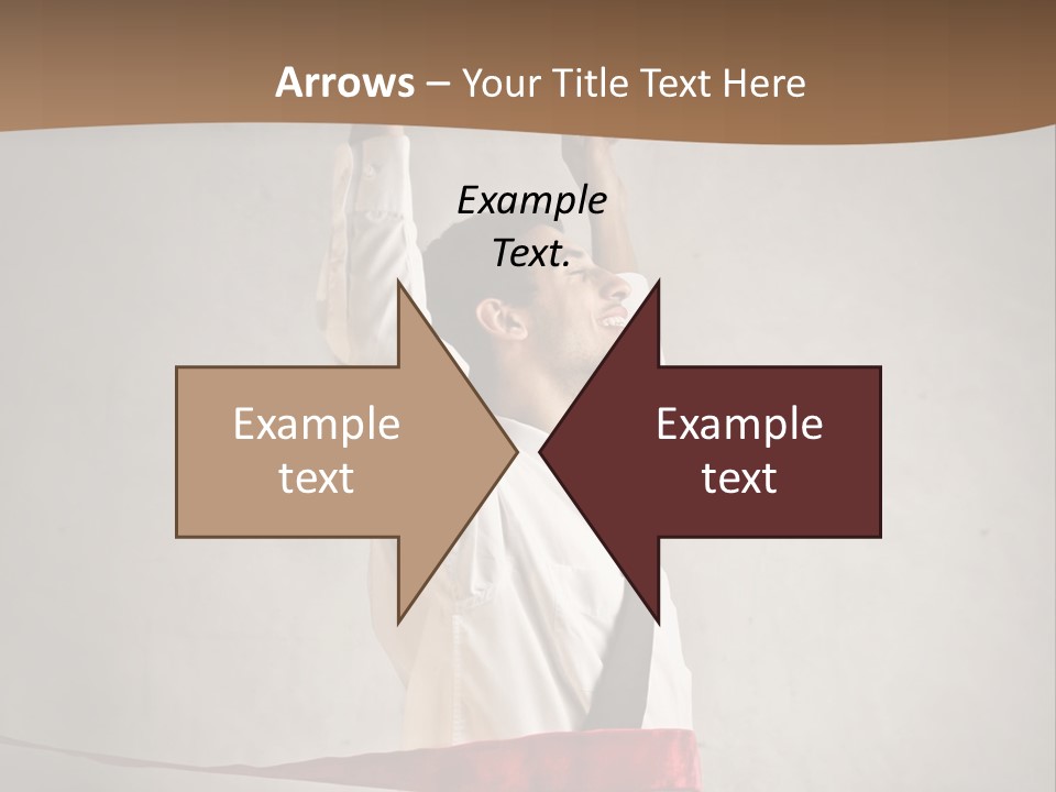 A Man In A Tie Is Holding A Red Ribbon PowerPoint Template