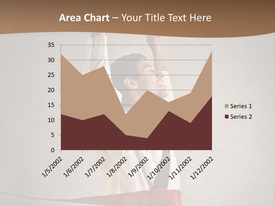 A Man In A Tie Is Holding A Red Ribbon PowerPoint Template