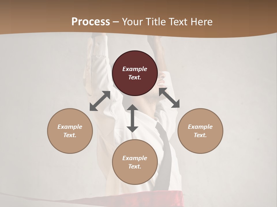 A Man In A Tie Is Holding A Red Ribbon PowerPoint Template