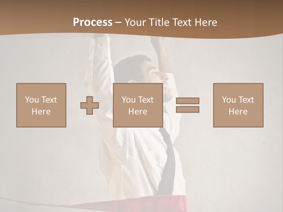 A Man In A Tie Is Holding A Red Ribbon PowerPoint Template