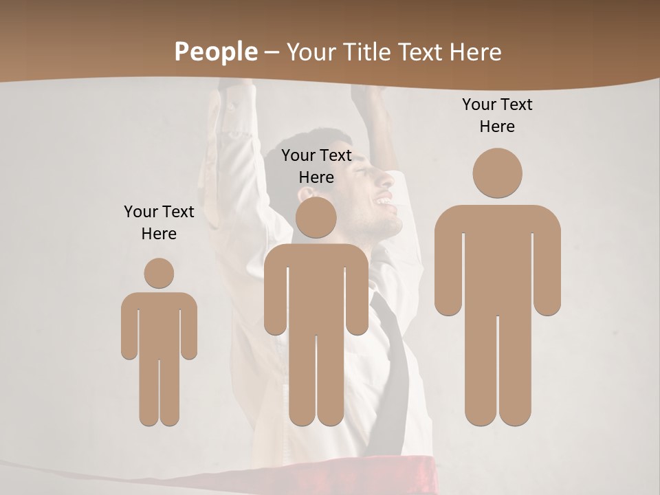 A Man In A Tie Is Holding A Red Ribbon PowerPoint Template