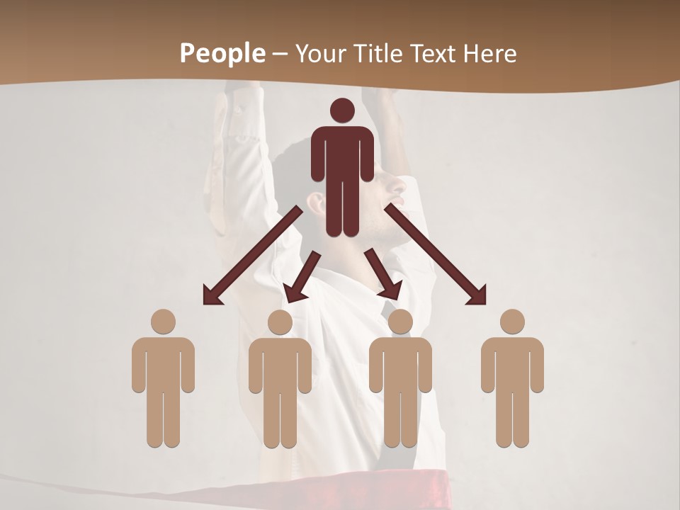 A Man In A Tie Is Holding A Red Ribbon PowerPoint Template