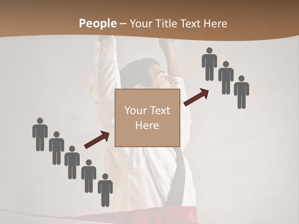 A Man In A Tie Is Holding A Red Ribbon PowerPoint Template