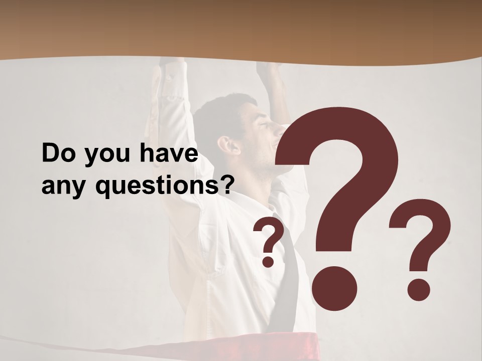 A Man In A Tie Is Holding A Red Ribbon PowerPoint Template