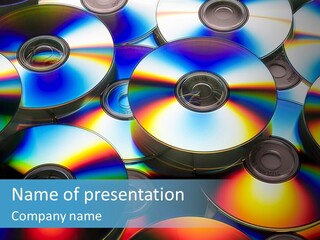 A Group Of Cd's With A Name Of Presentation PowerPoint Template