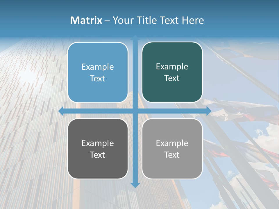 A Group Of Flags Flying In Front Of A Tall Building PowerPoint Template