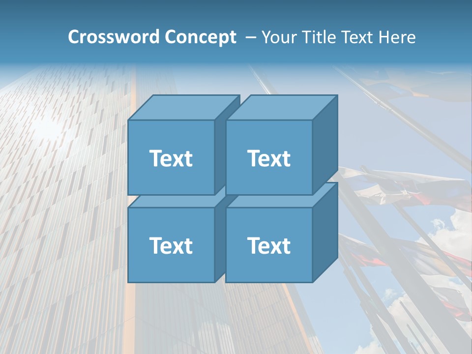 A Group Of Flags Flying In Front Of A Tall Building PowerPoint Template