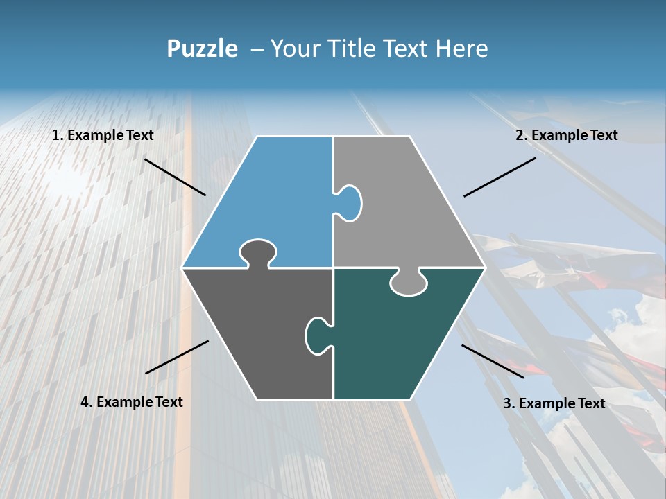 A Group Of Flags Flying In Front Of A Tall Building PowerPoint Template