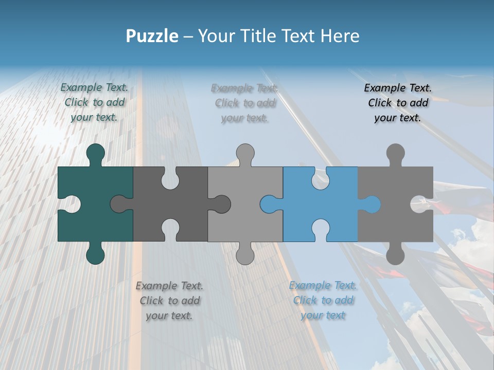 A Group Of Flags Flying In Front Of A Tall Building PowerPoint Template