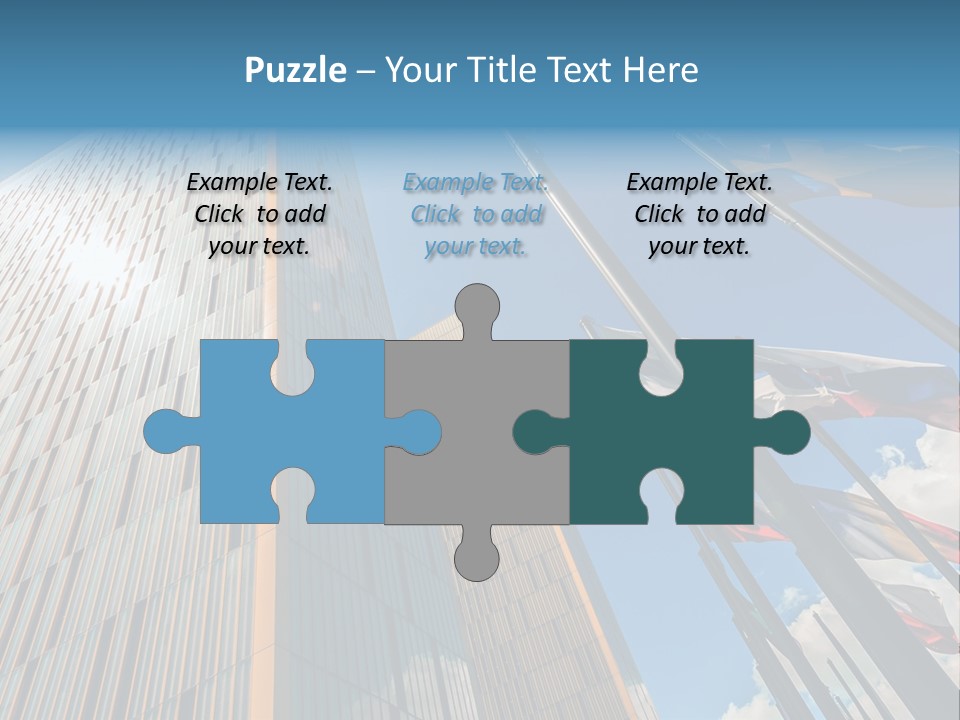 A Group Of Flags Flying In Front Of A Tall Building PowerPoint Template