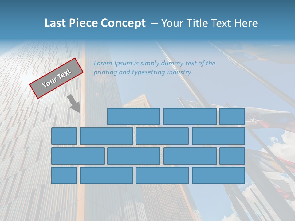 A Group Of Flags Flying In Front Of A Tall Building PowerPoint Template