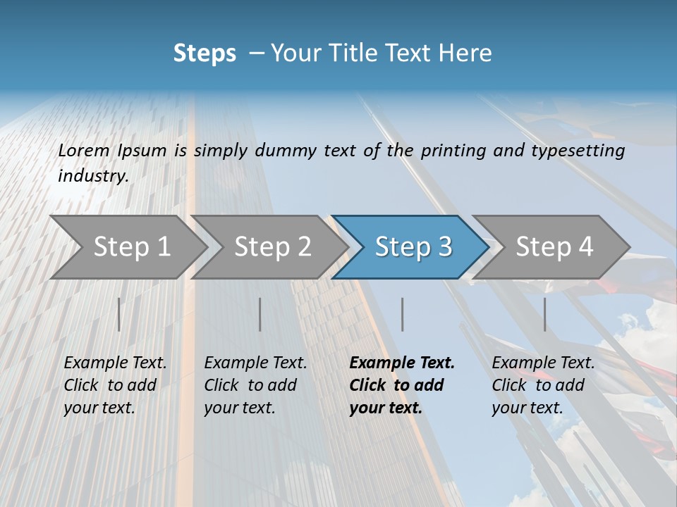 A Group Of Flags Flying In Front Of A Tall Building PowerPoint Template