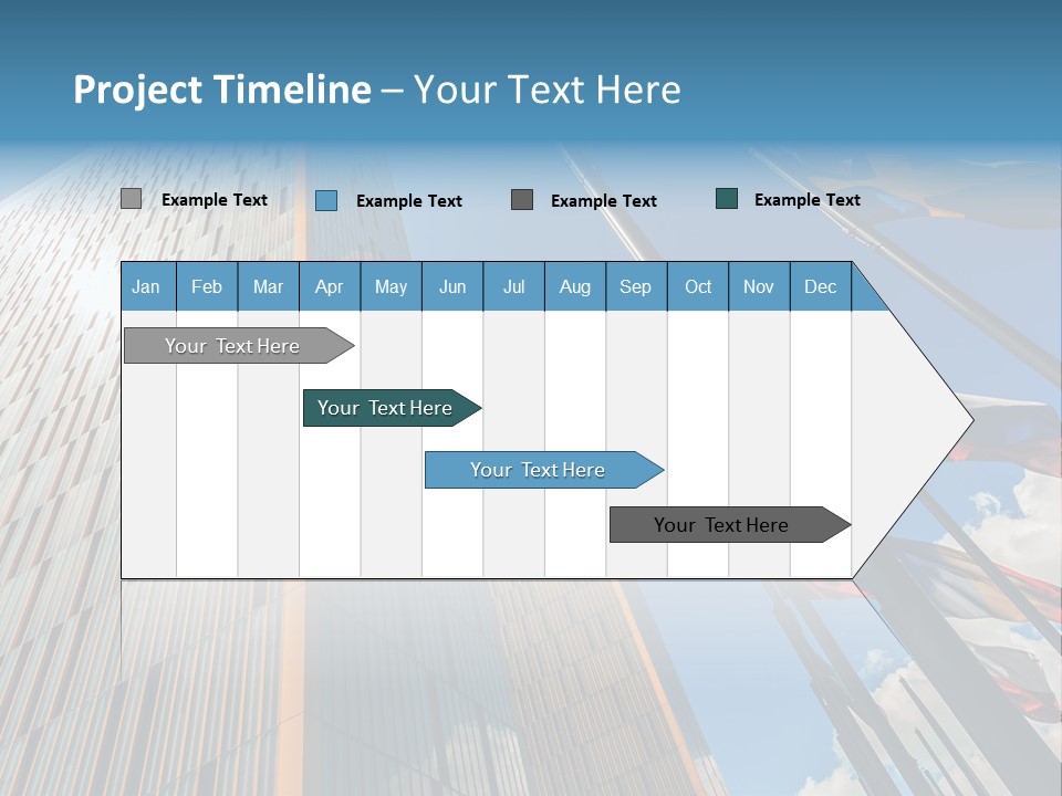A Group Of Flags Flying In Front Of A Tall Building PowerPoint Template