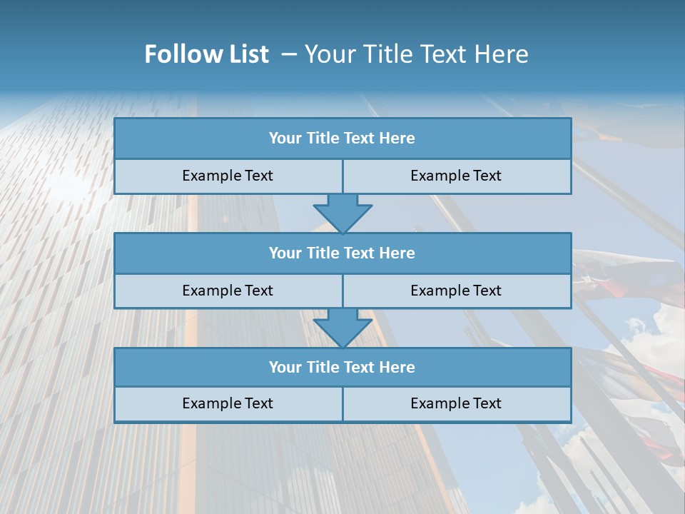 A Group Of Flags Flying In Front Of A Tall Building PowerPoint Template