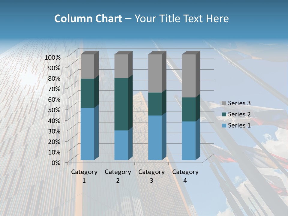 A Group Of Flags Flying In Front Of A Tall Building PowerPoint Template
