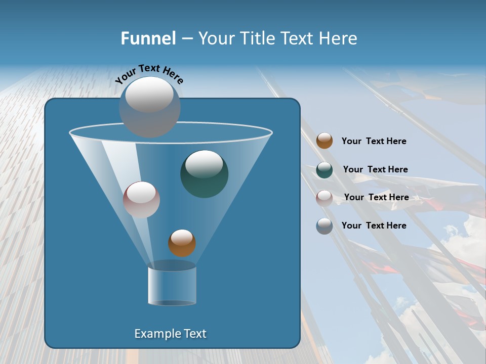 A Group Of Flags Flying In Front Of A Tall Building PowerPoint Template