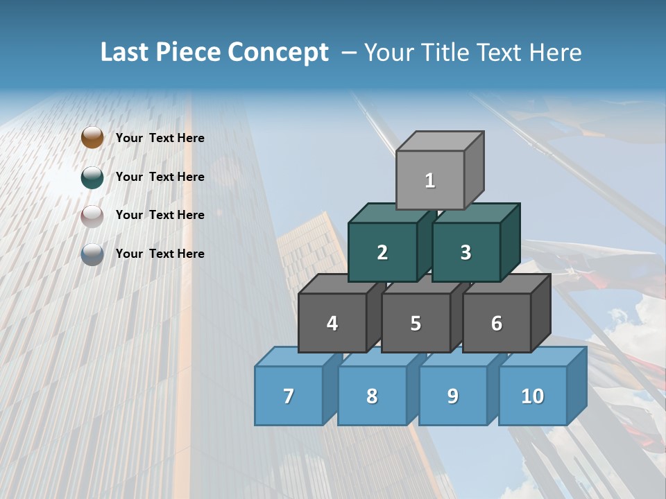 A Group Of Flags Flying In Front Of A Tall Building PowerPoint Template