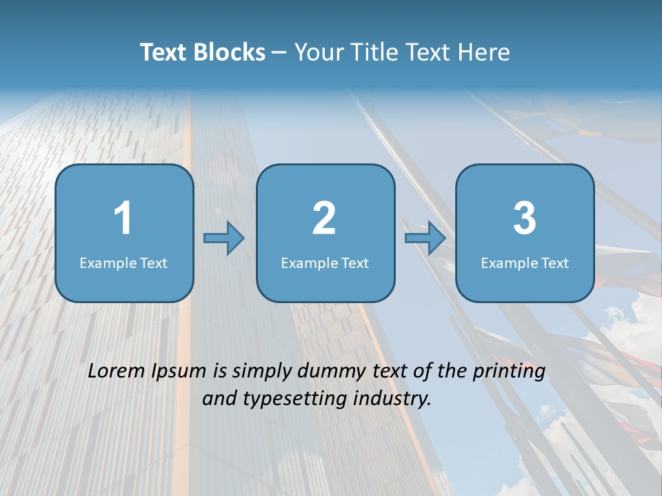 A Group Of Flags Flying In Front Of A Tall Building PowerPoint Template