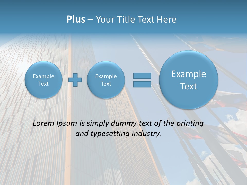 A Group Of Flags Flying In Front Of A Tall Building PowerPoint Template
