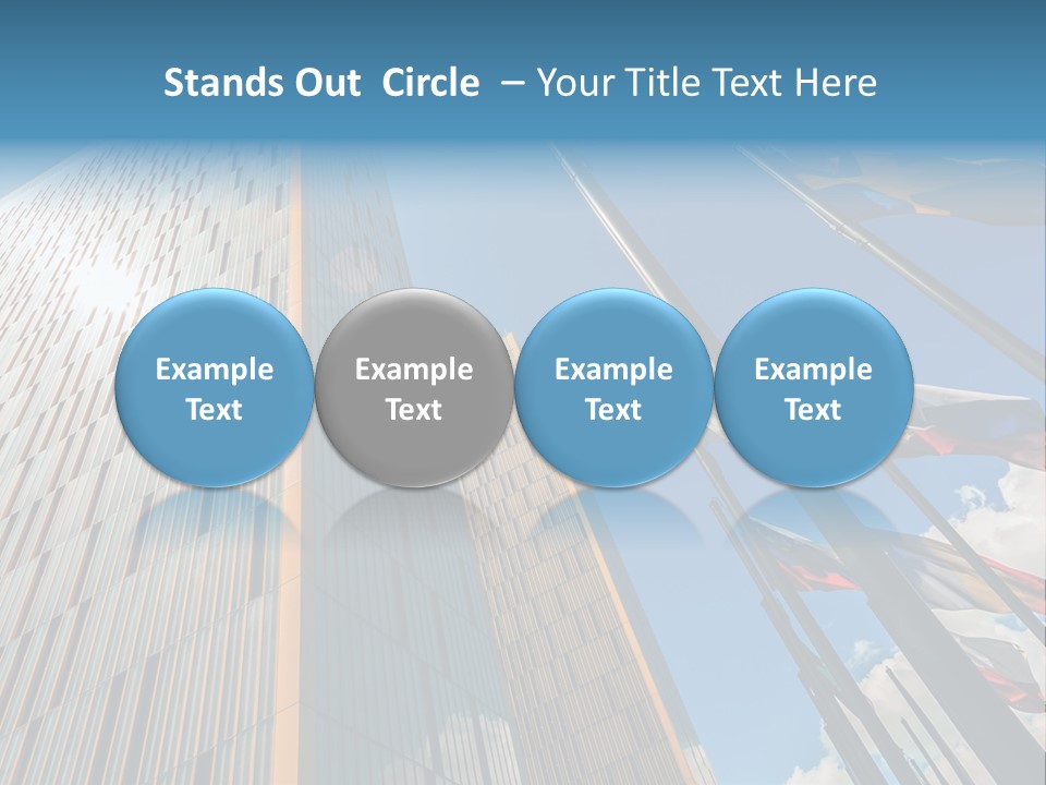 A Group Of Flags Flying In Front Of A Tall Building PowerPoint Template