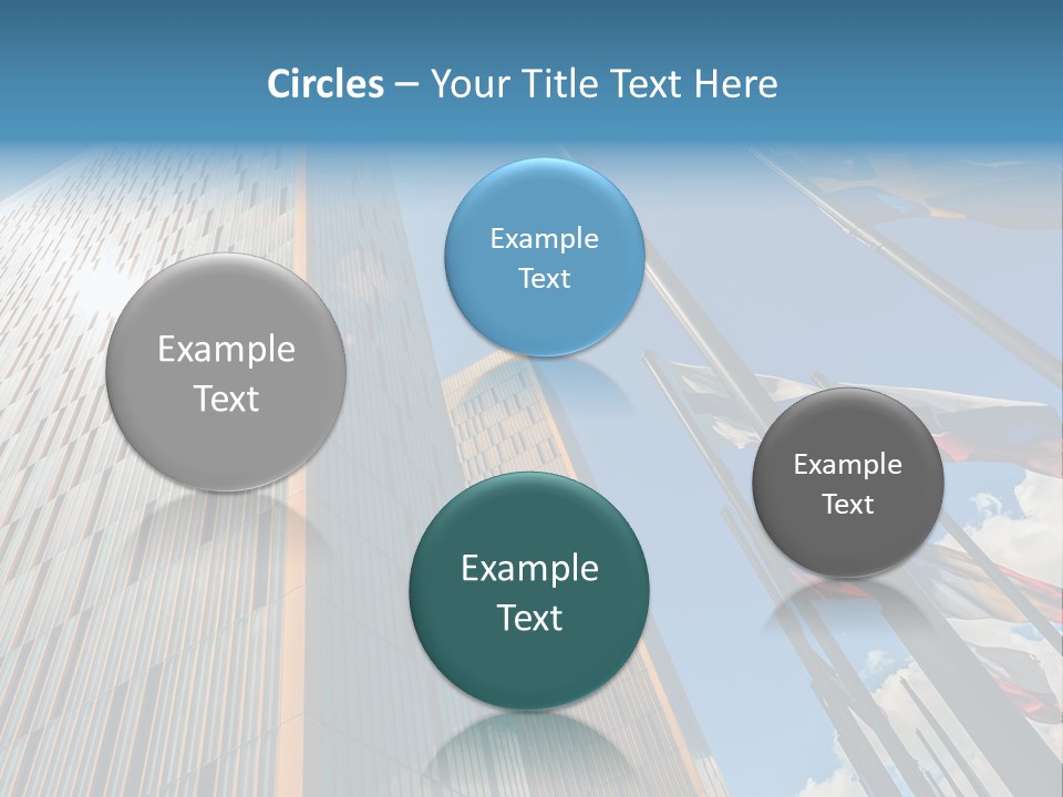 A Group Of Flags Flying In Front Of A Tall Building PowerPoint Template