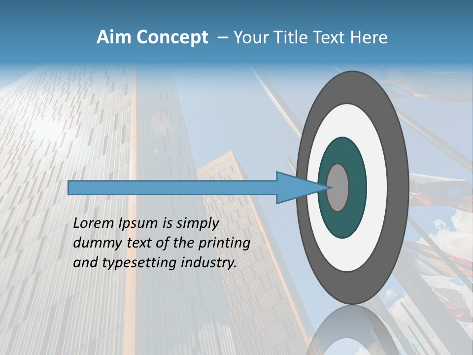 A Group Of Flags Flying In Front Of A Tall Building PowerPoint Template